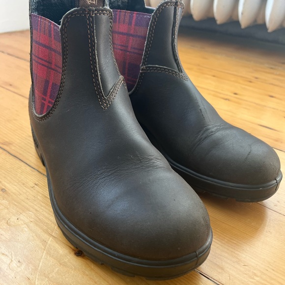Blundstone Boots Brown with Pink Tartan Size 7 1/2 or 4 1/2 Women - Picture 2 of 13